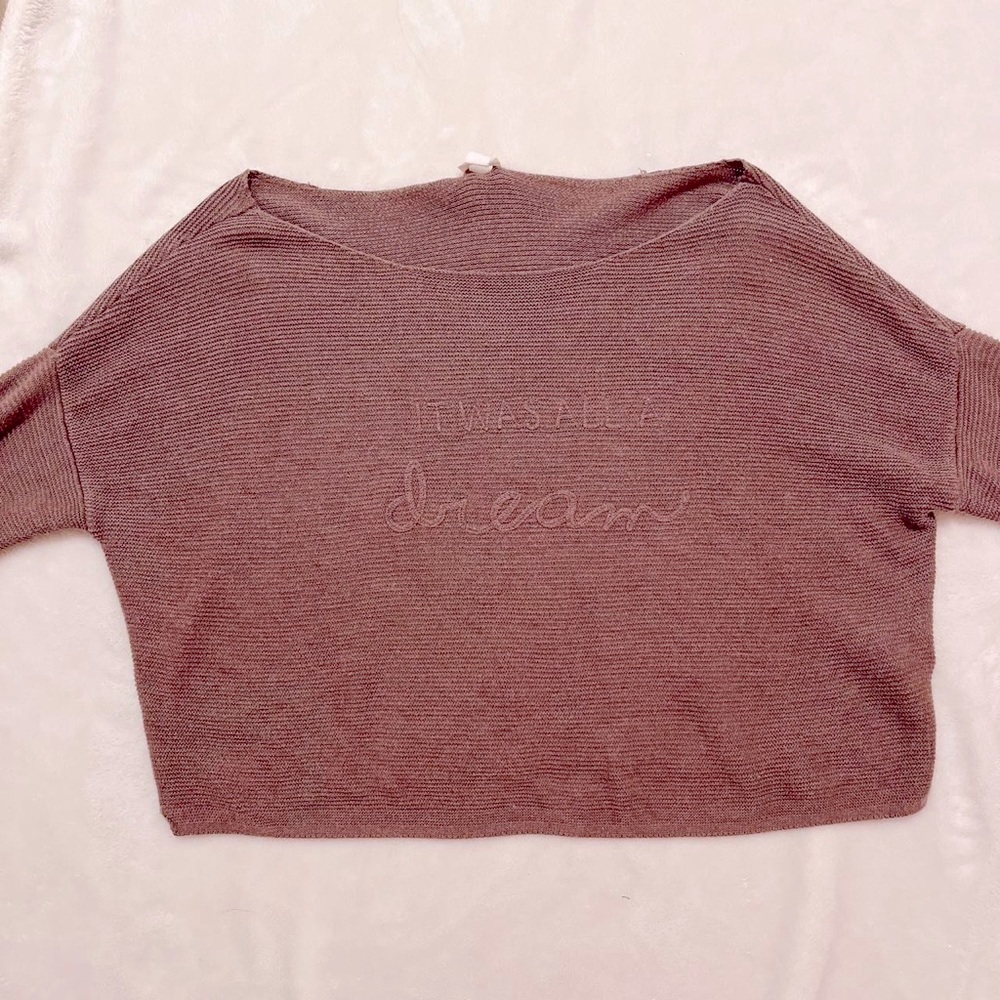 Mauve knit cropped long sleeve from Garage
